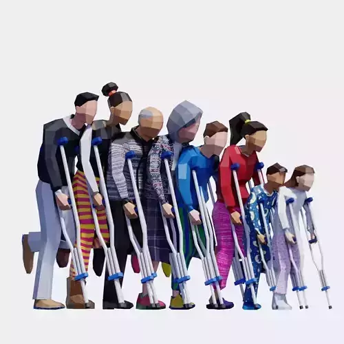 Disabled People - Rigged and Animated Low-poly 3D model