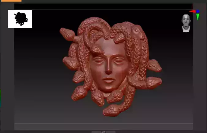 Medusa head with snake zbrush for jewelry 
