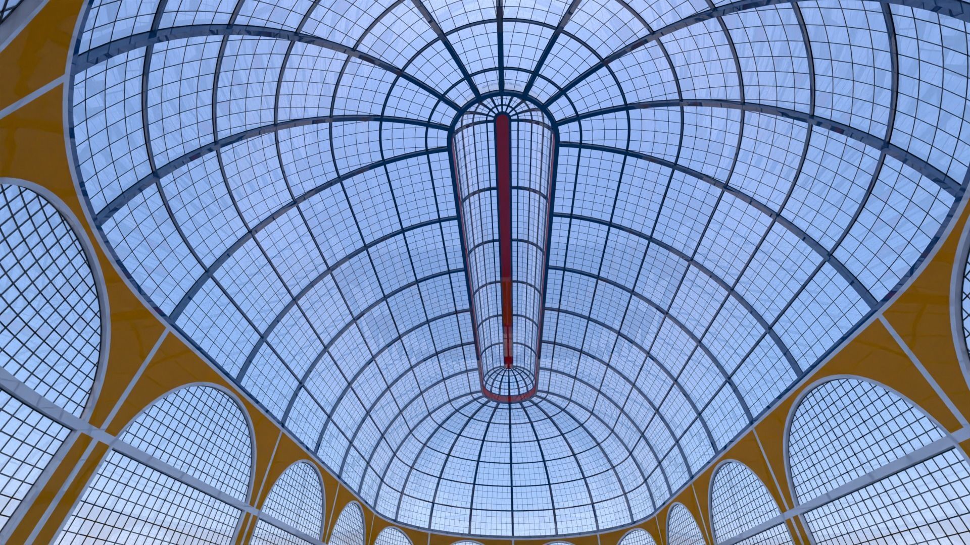 Pavilion glass building III 3D model_6