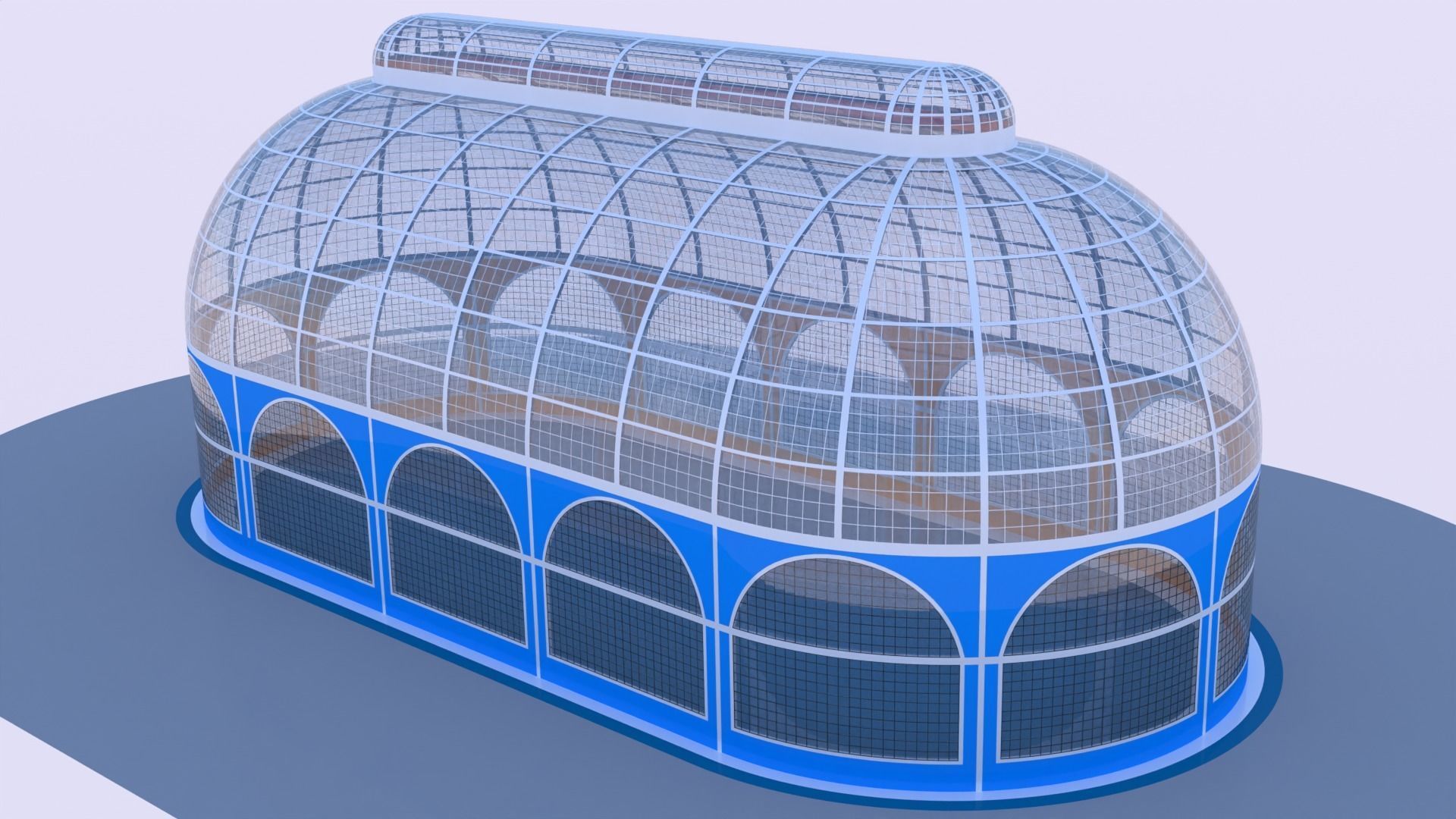 Pavilion glass building III 3D model_2