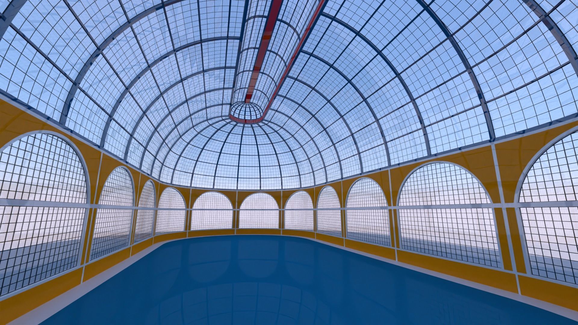 Pavilion glass building III 3D model_4