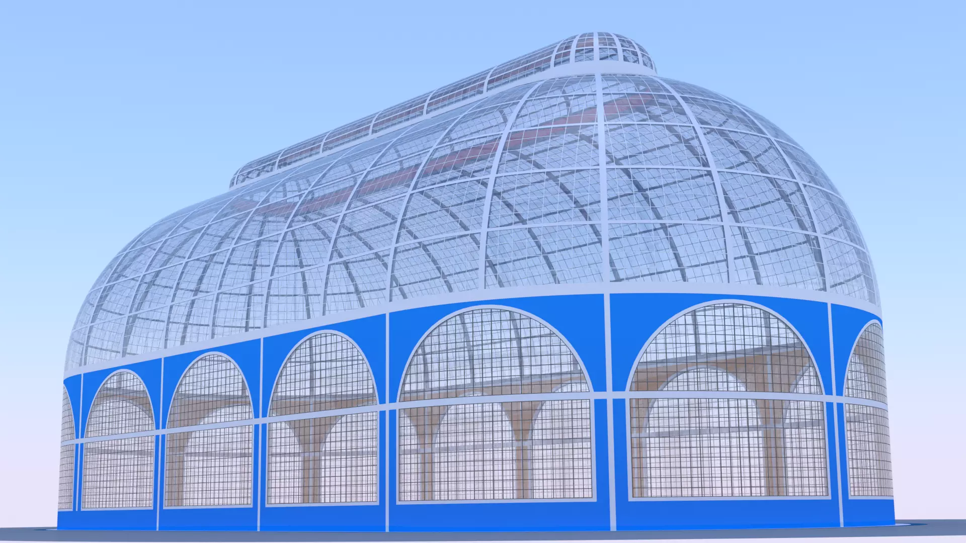 Pavilion glass building III 3D model_0