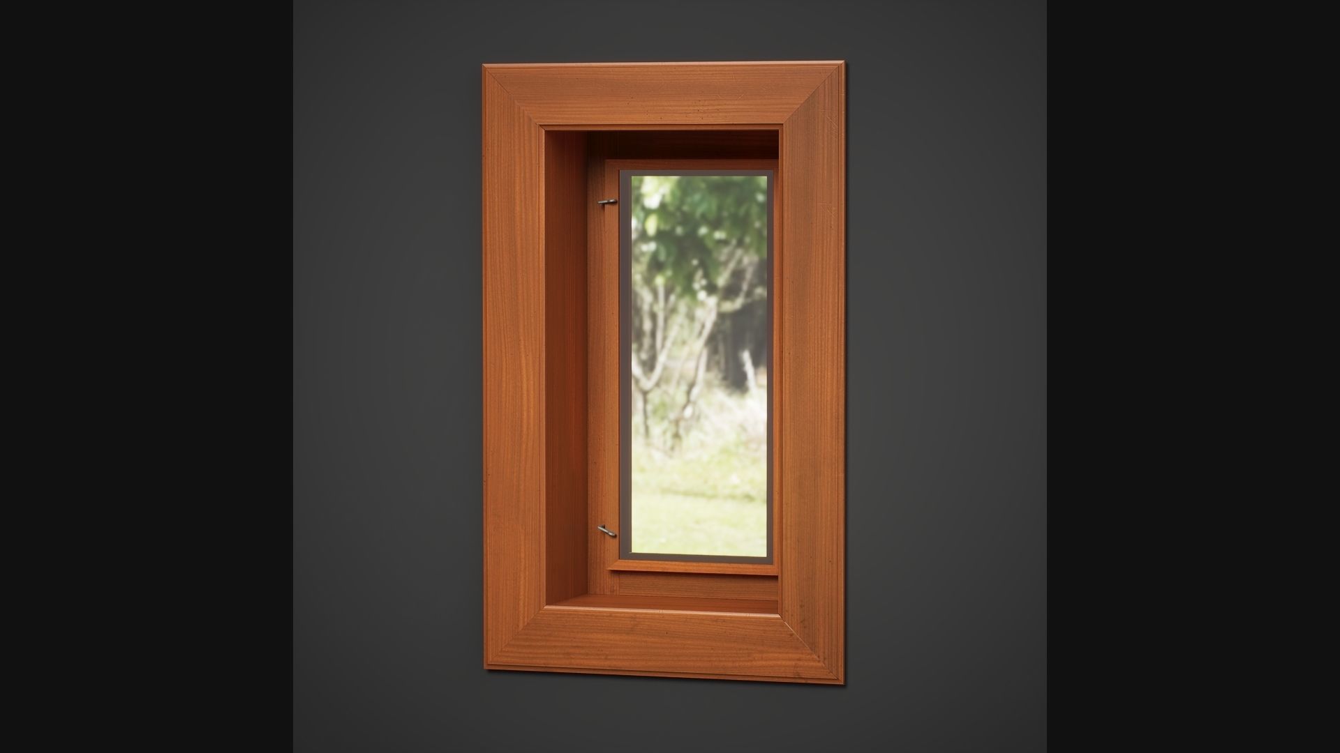 Small Wood Window 3D model_3