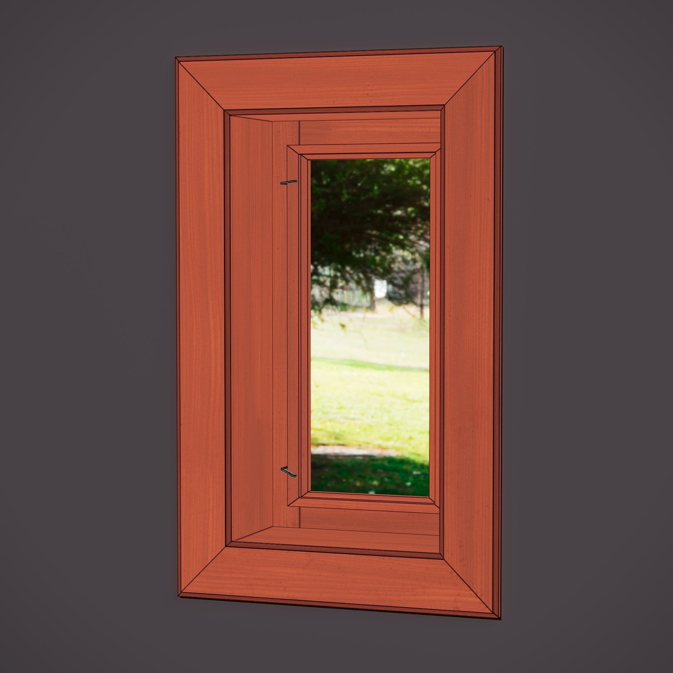 Small Wood Window 3D model_1