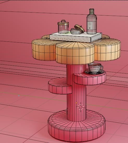 Flower TableSet Low-poly 3D model_1