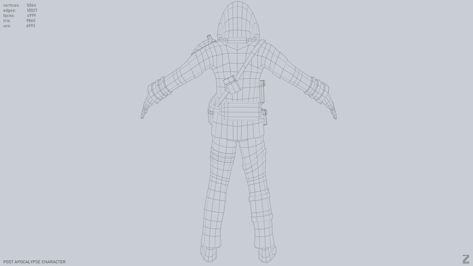 Post apocalypse character Low-poly 3D model_13