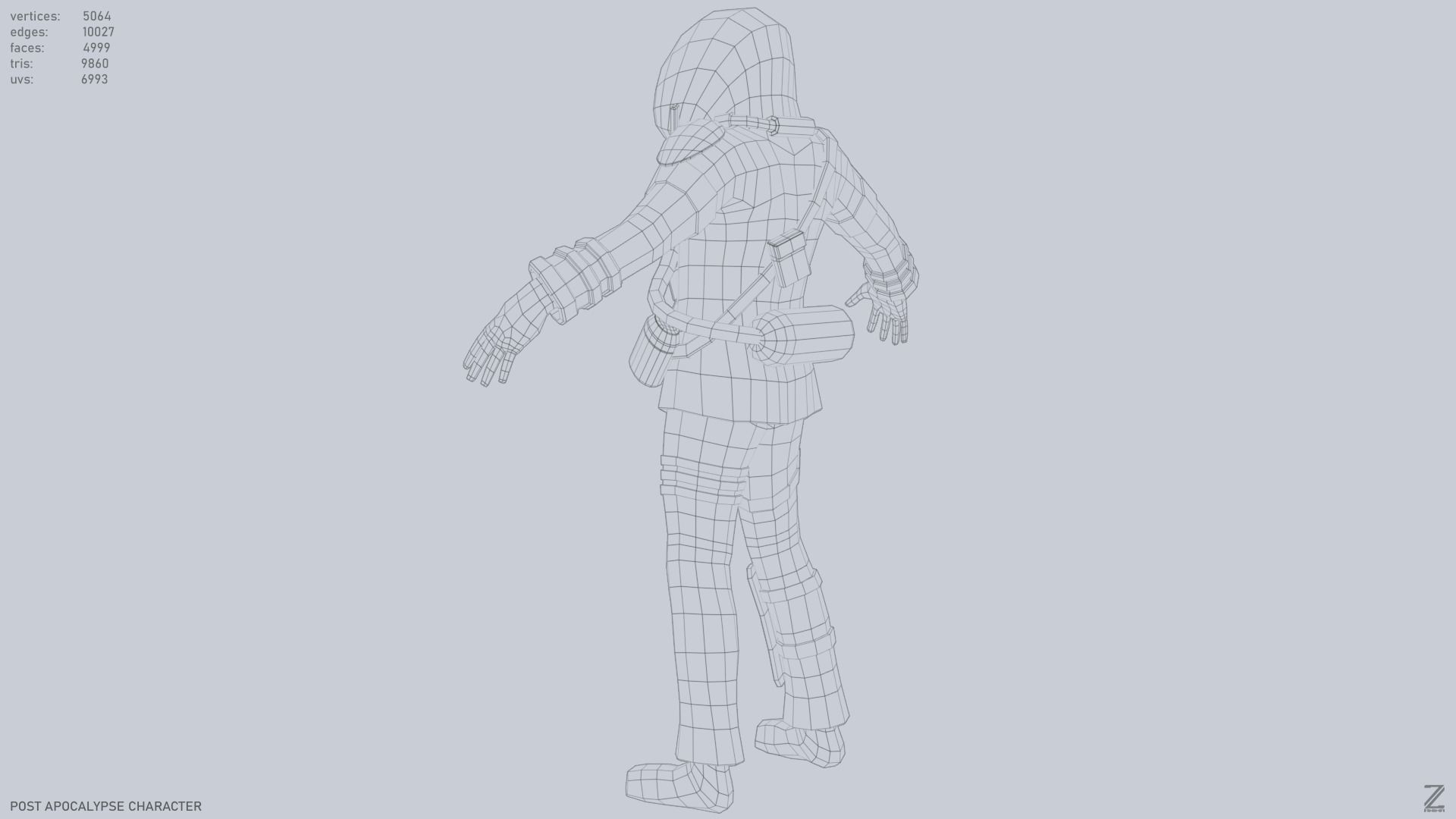 Post apocalypse character Low-poly 3D model_12