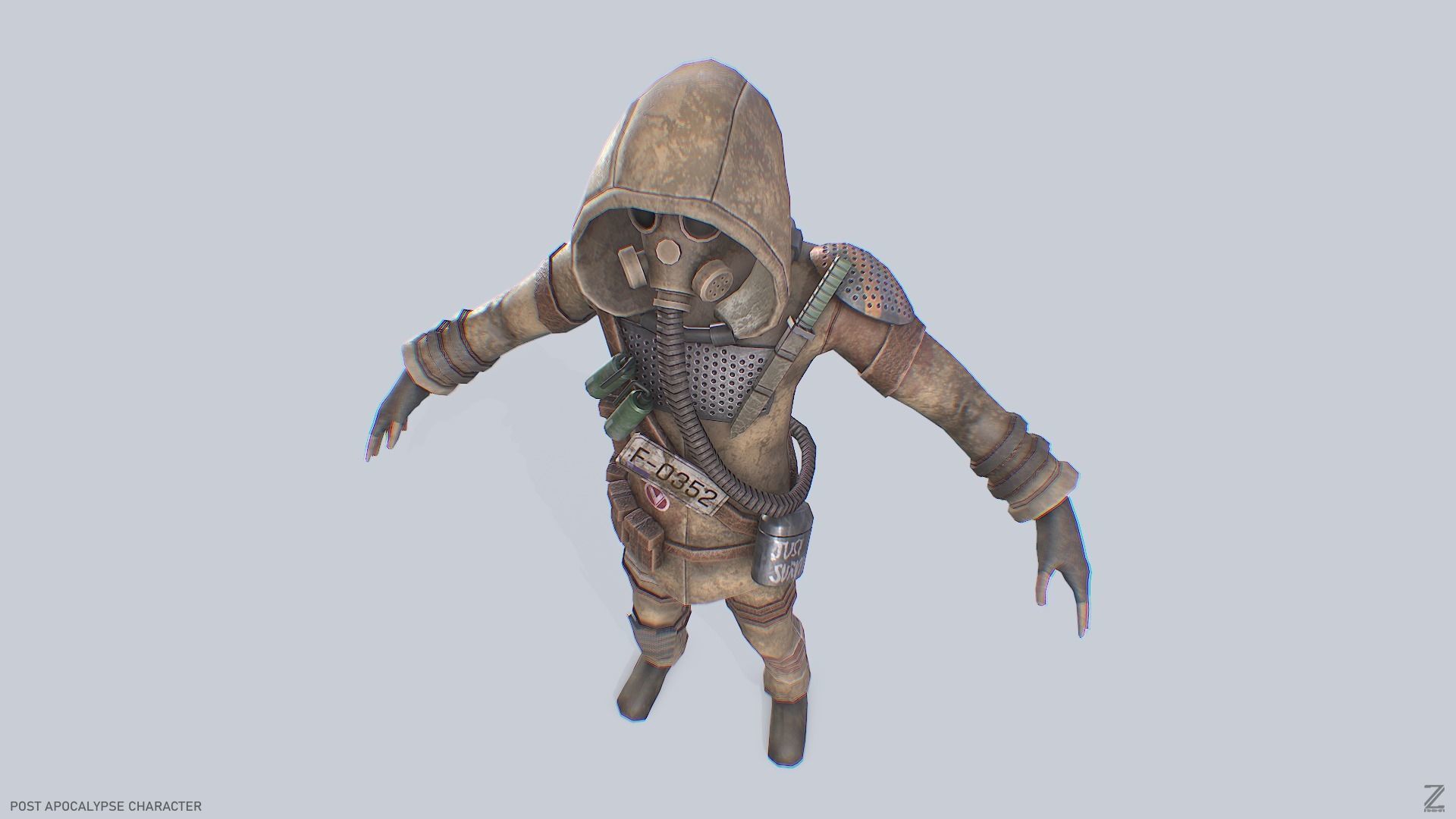 Post apocalypse character Low-poly 3D model_9