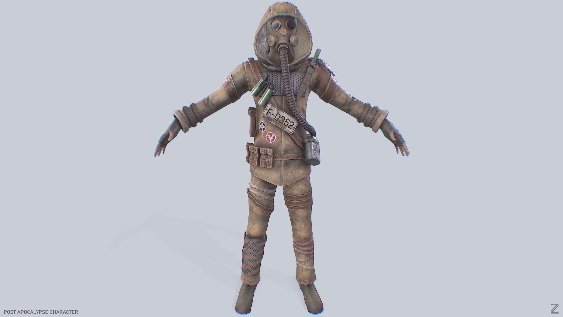 Post apocalypse character Low-poly 3D model_2