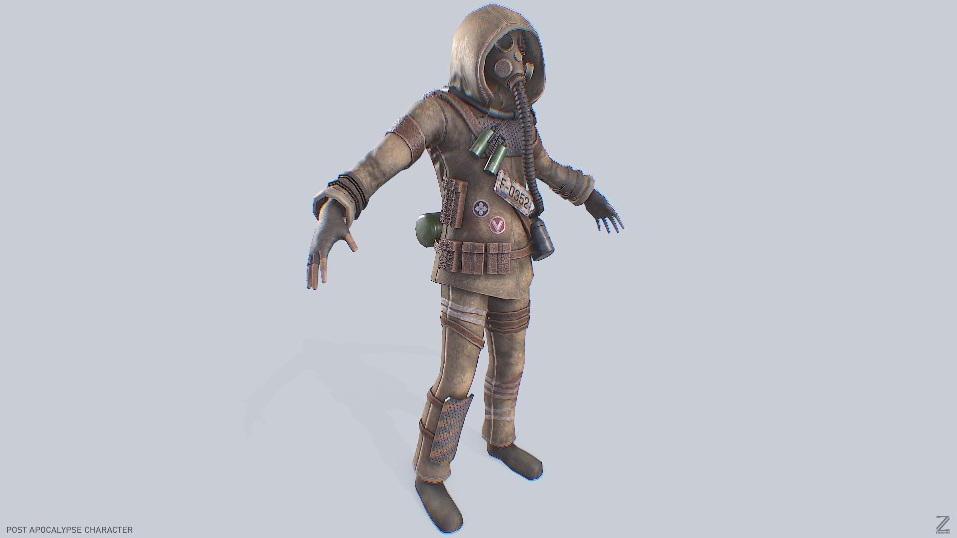 Post apocalypse character Low-poly 3D model_8