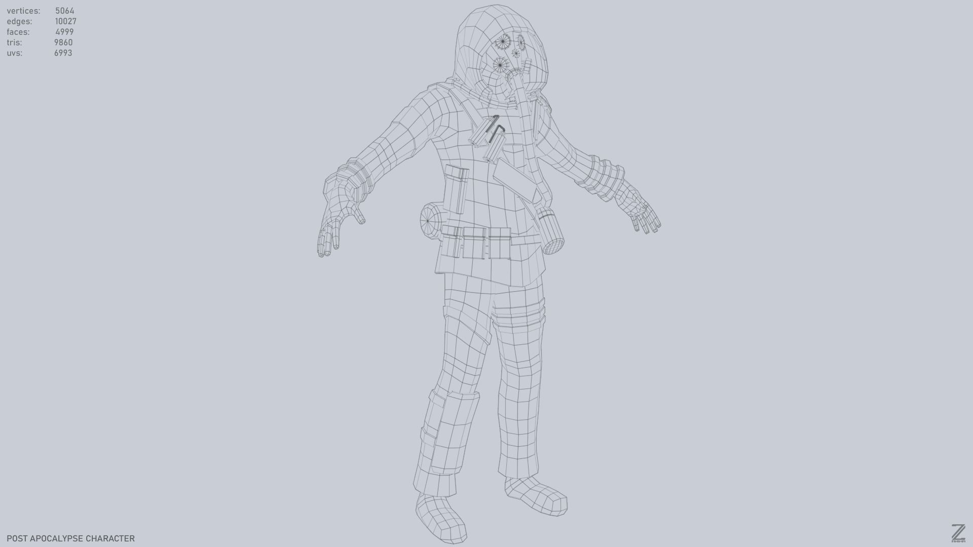 Post apocalypse character Low-poly 3D model_15