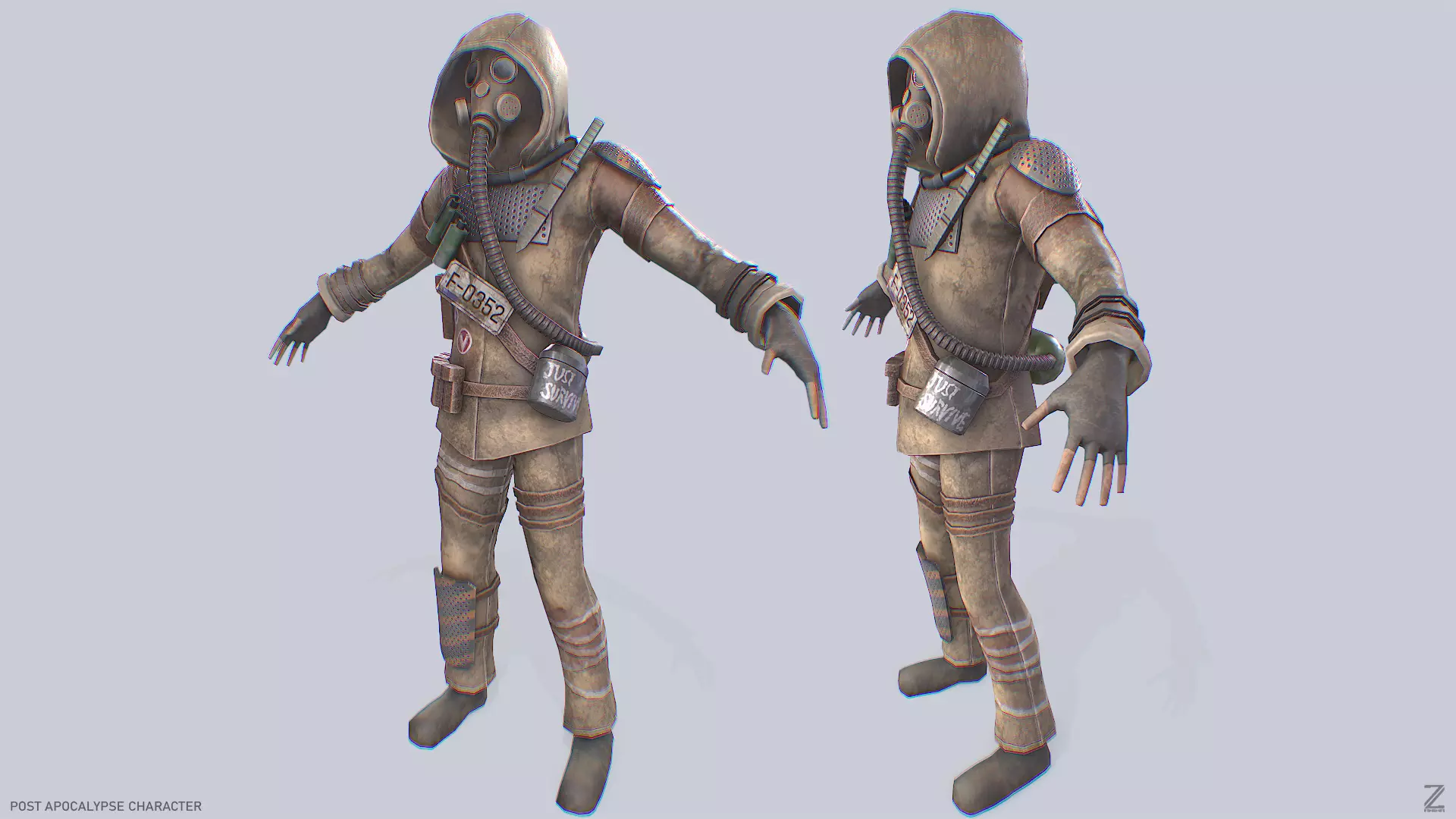 Post apocalypse character Low-poly 3D model_0