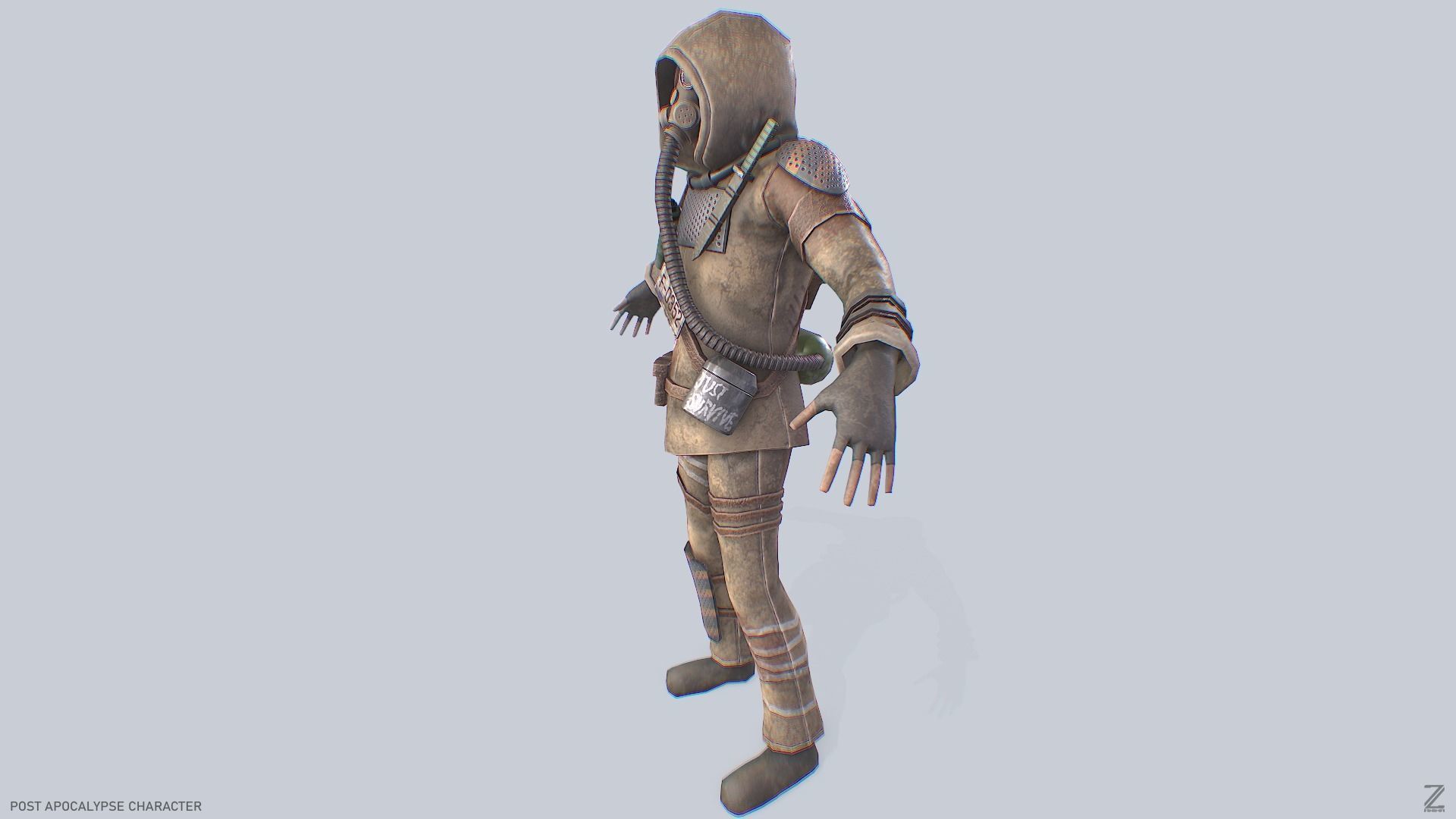 Post apocalypse character Low-poly 3D model_5