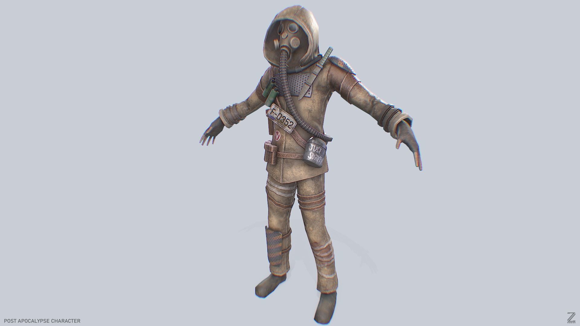 Post apocalypse character Low-poly 3D model_4