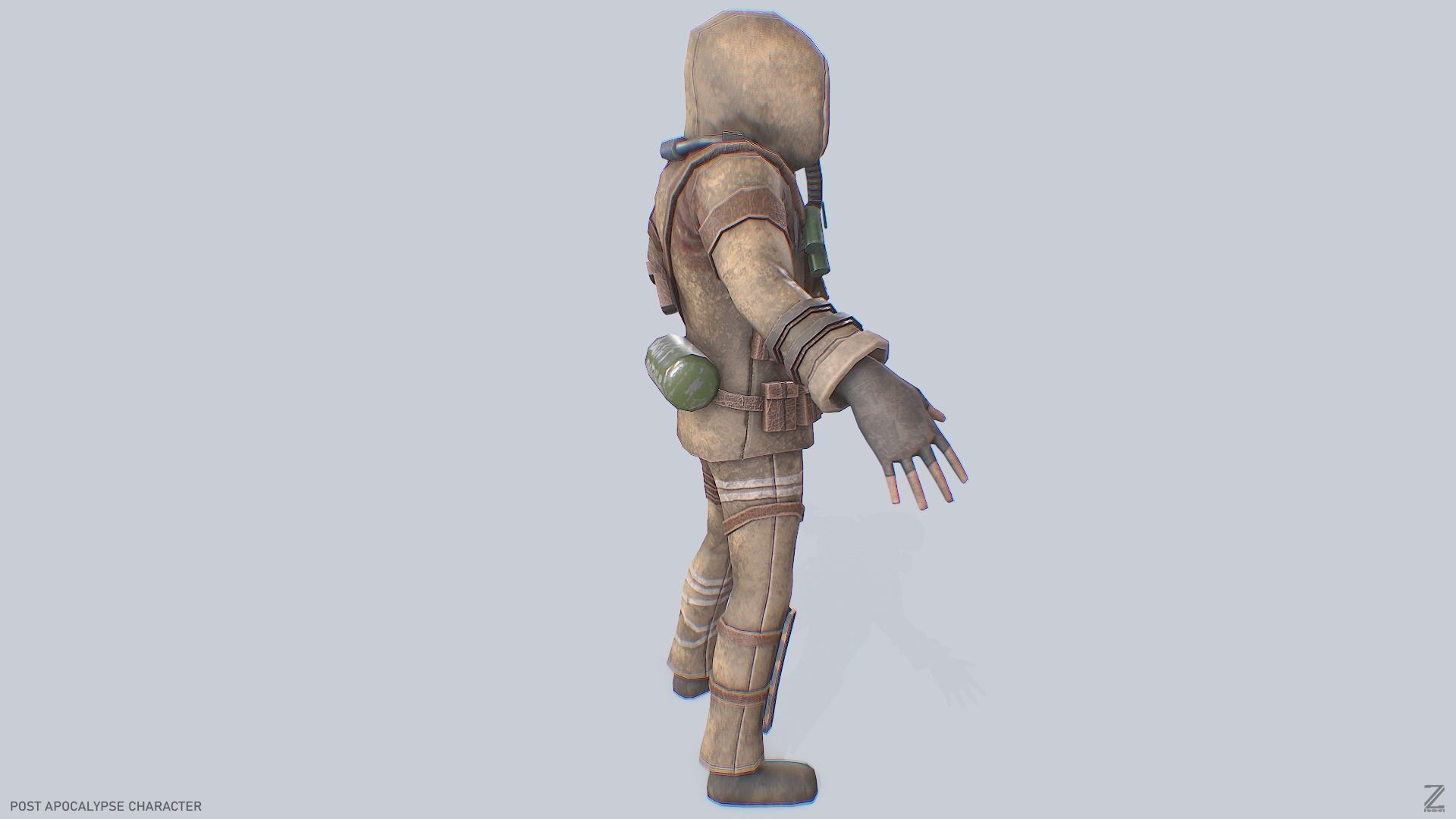 Post apocalypse character Low-poly 3D model_7