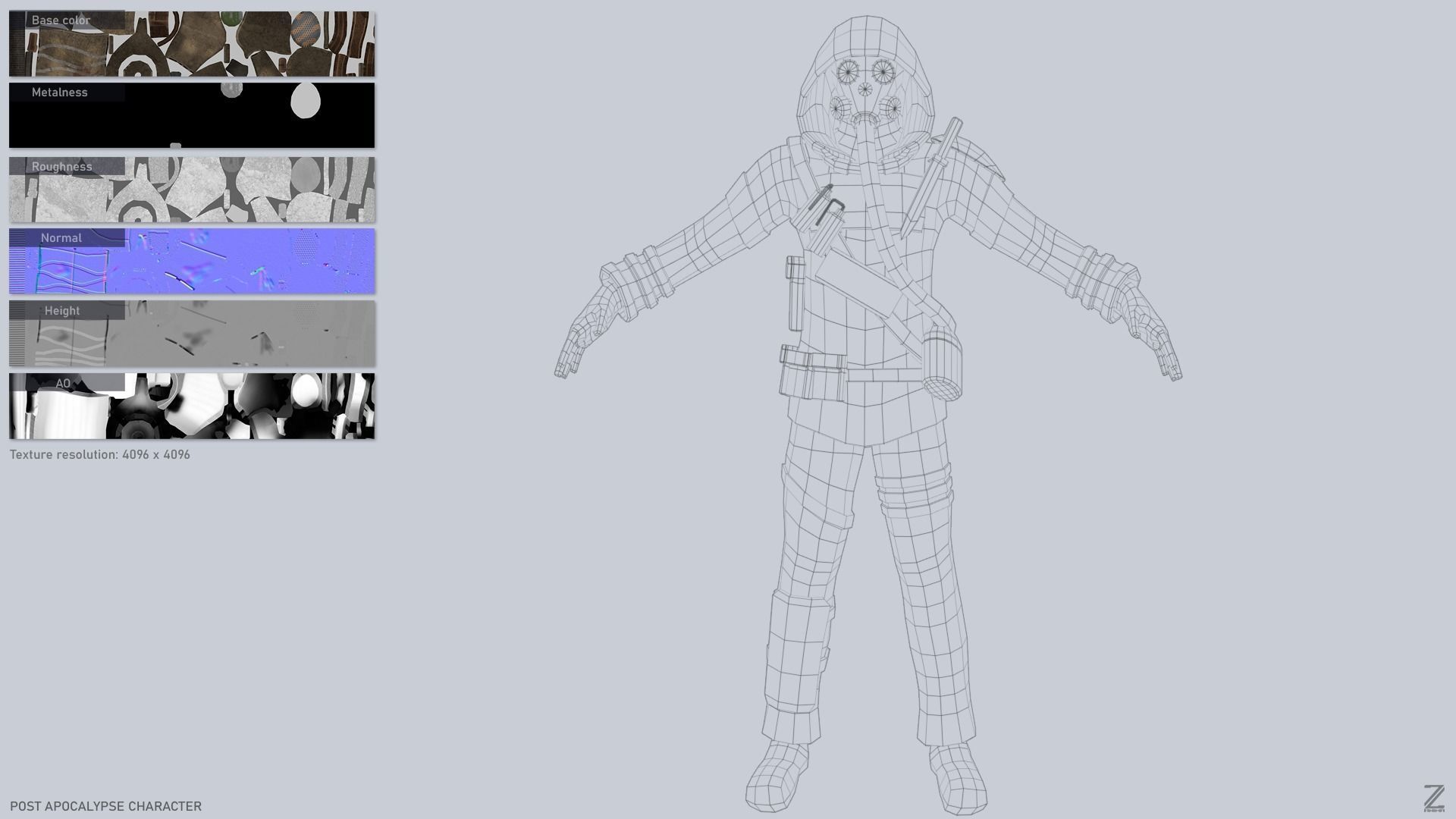 Post apocalypse character Low-poly 3D model_3