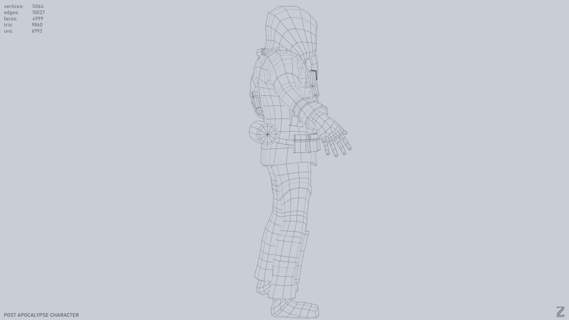 Post apocalypse character Low-poly 3D model_14