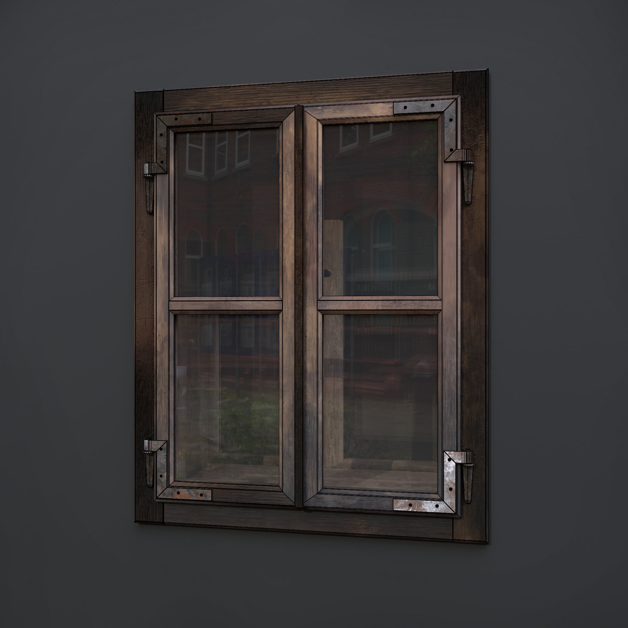 Small Wood Window 3D model_1