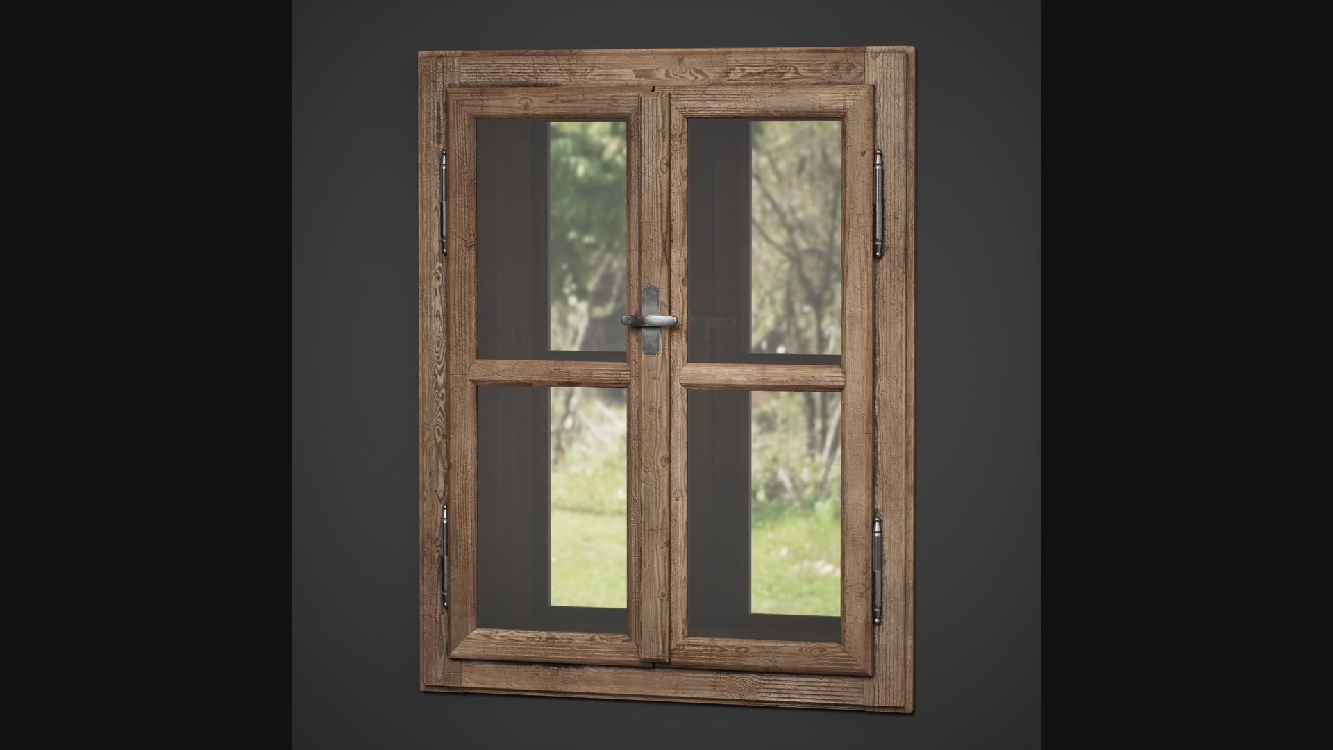Small Wood Window 3D model_3