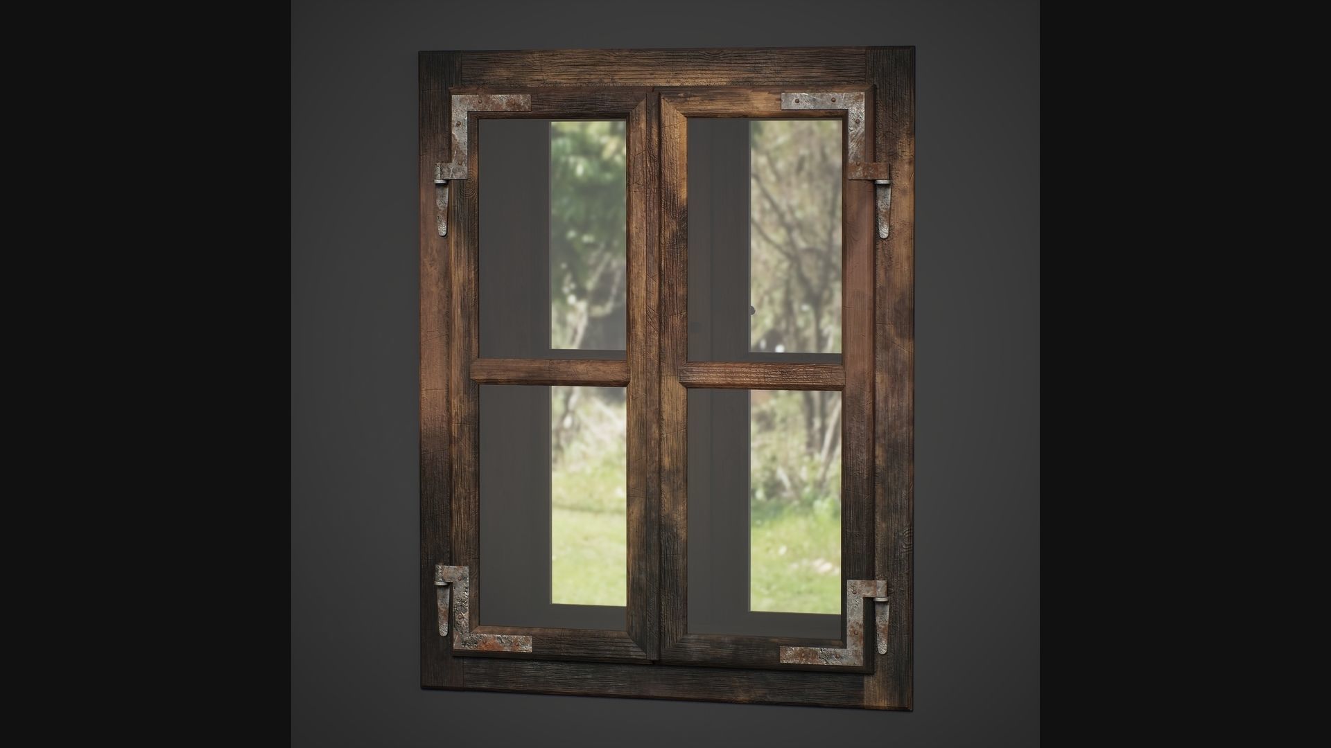 Small Wood Window 3D model_2