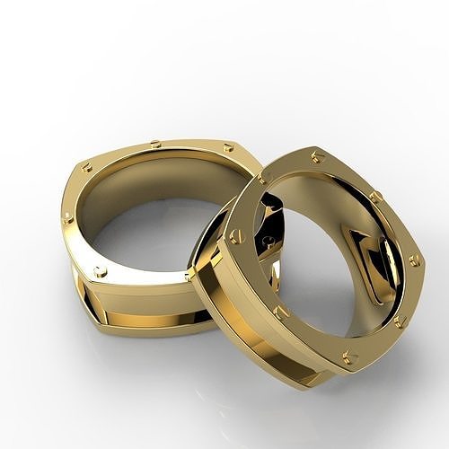 square wedding rings with bolts 3D model 3D printable | CGTrader