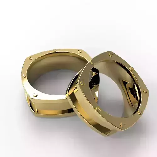 square wedding rings with bolts