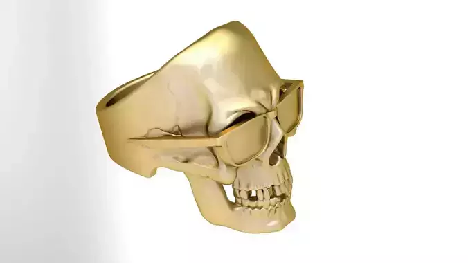 Skull ring with sunglasses