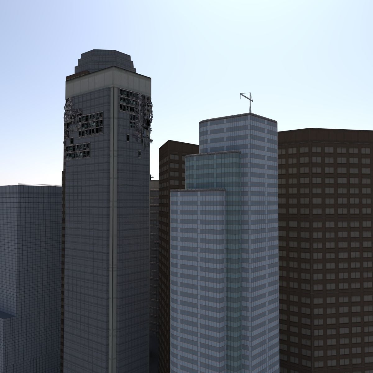 Low poly buildings Low-poly 3D model_1