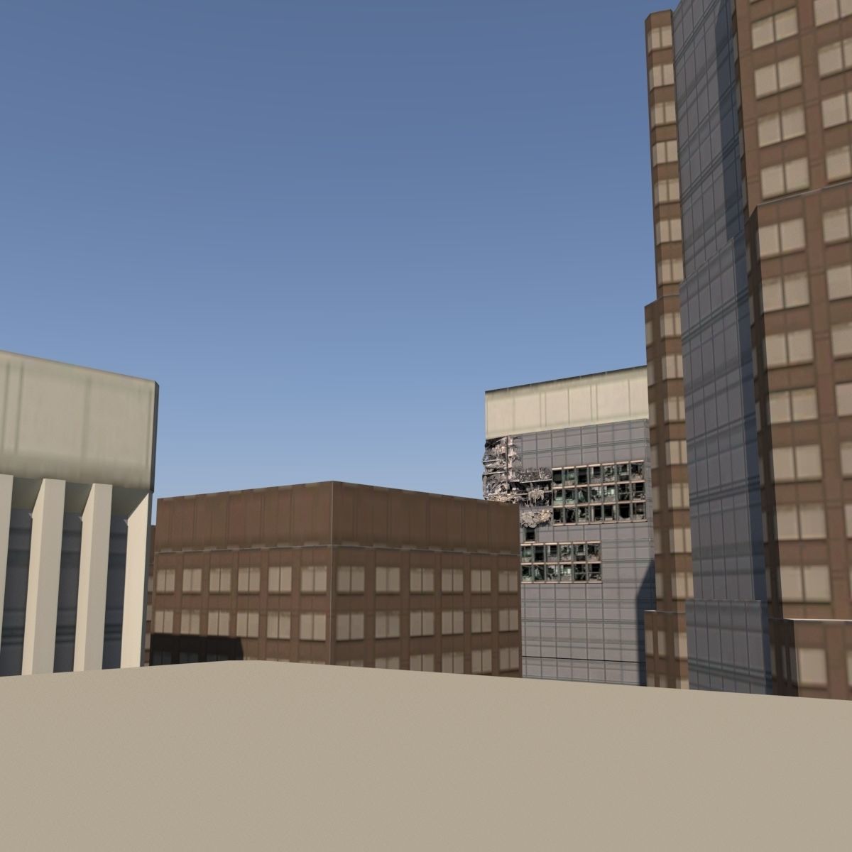 Low poly buildings Low-poly 3D model_3