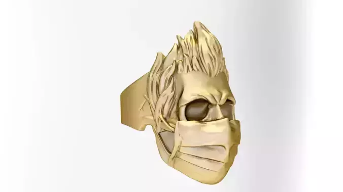 skull ring with hospital mask