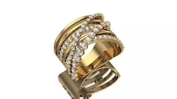 steep ring yellow and white gold ring K18 with diamonds