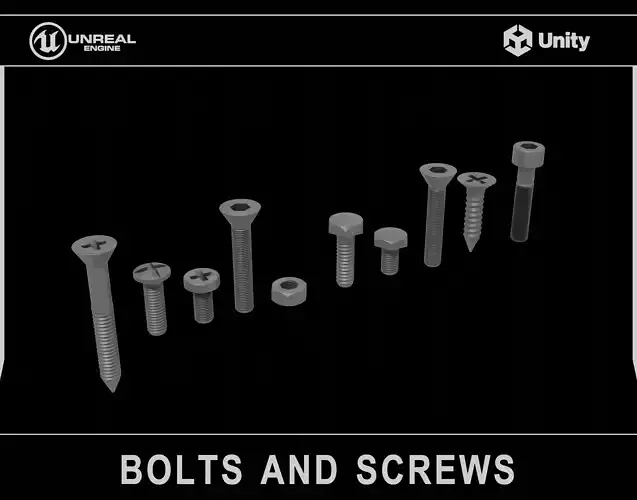 Bolts and Screws Low-poly 3D model