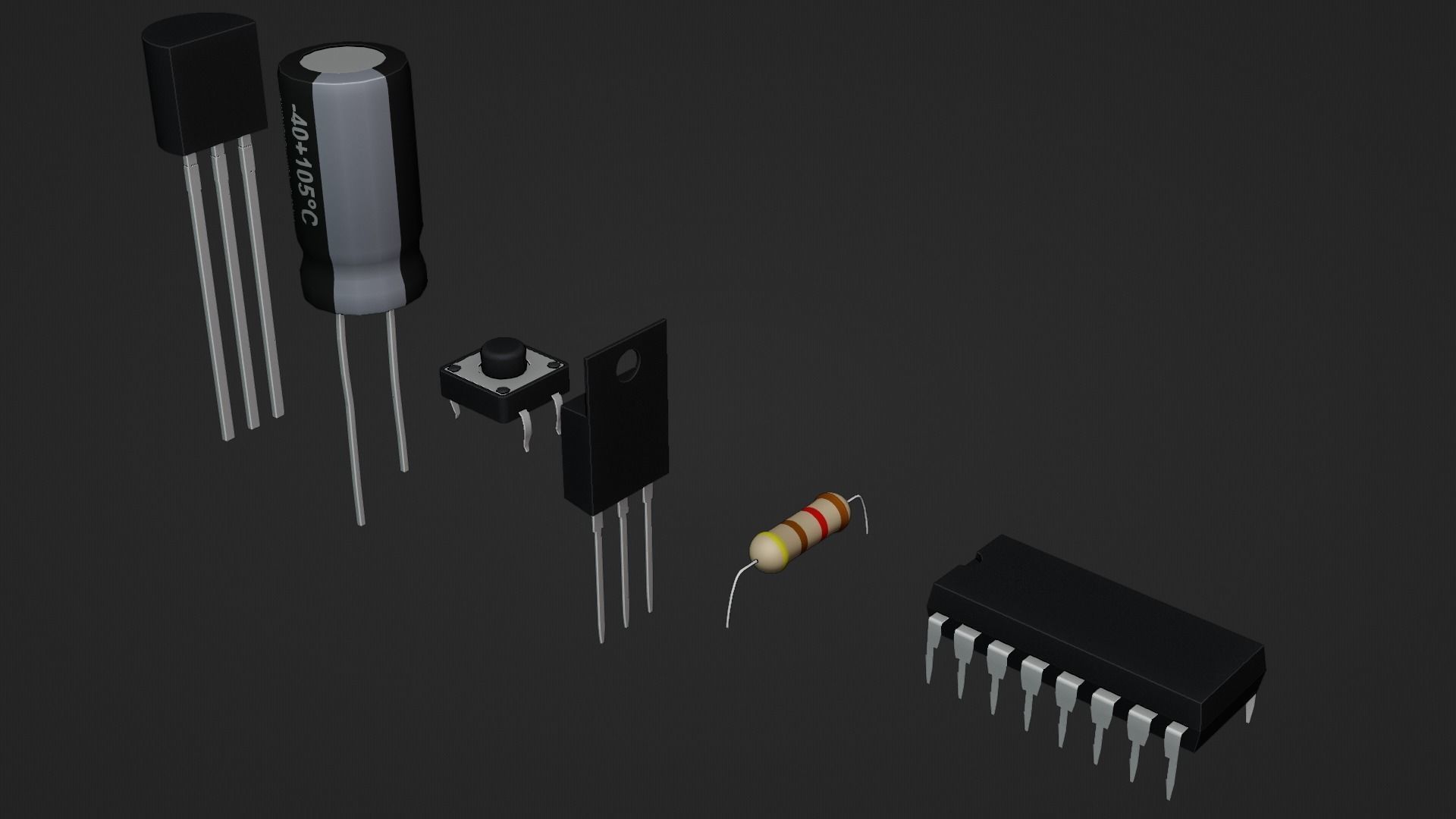Circuit Elements Low-poly 3D model_9
