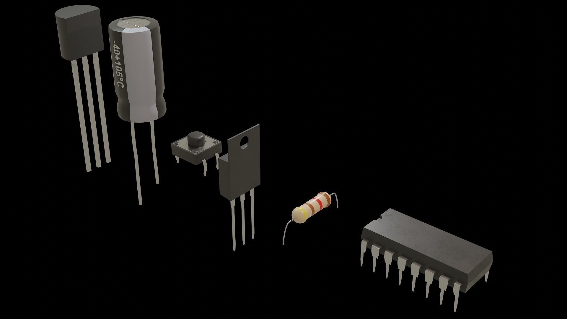 Circuit Elements Low-poly 3D model_2