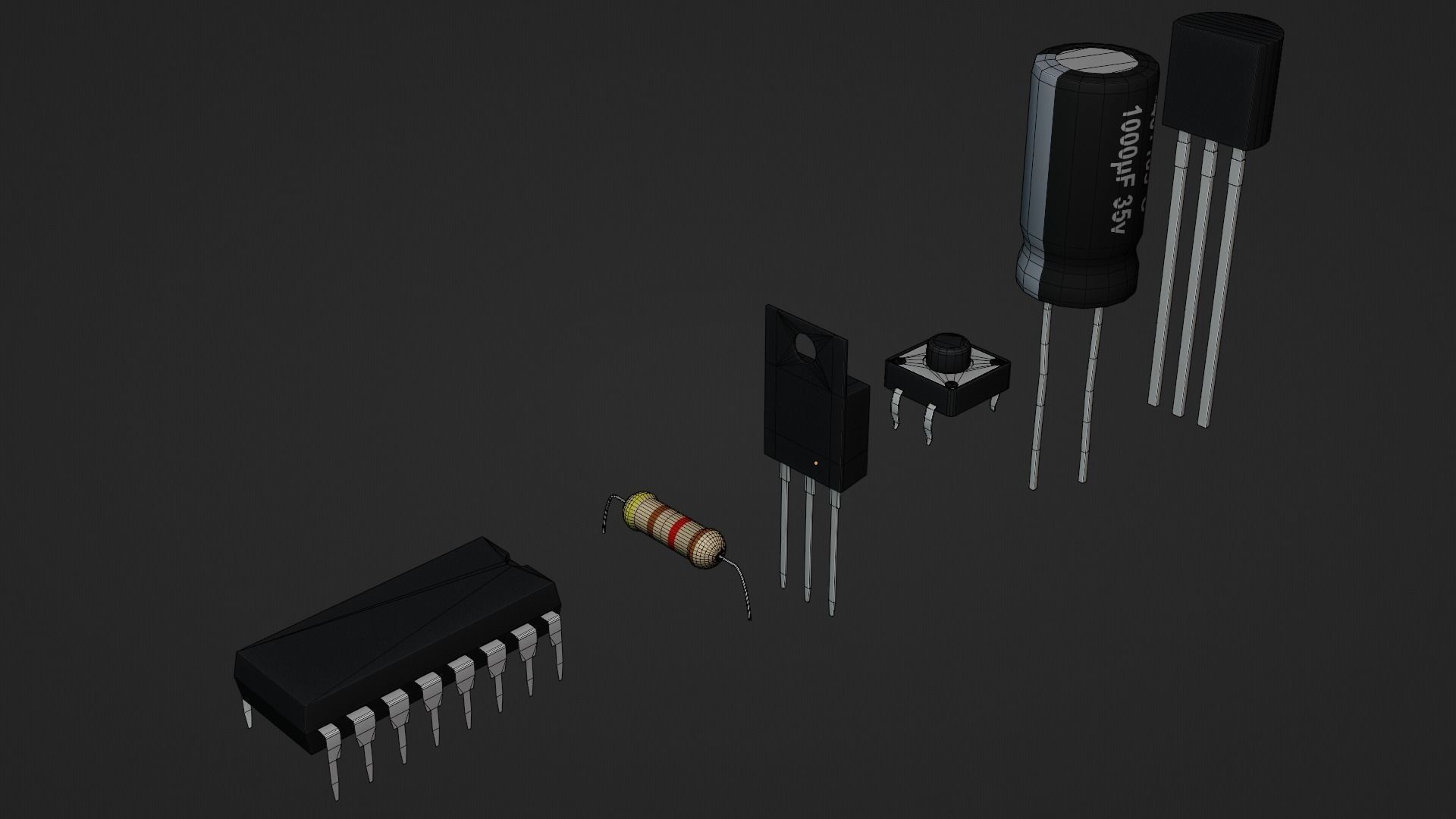 Circuit Elements Low-poly 3D model_8