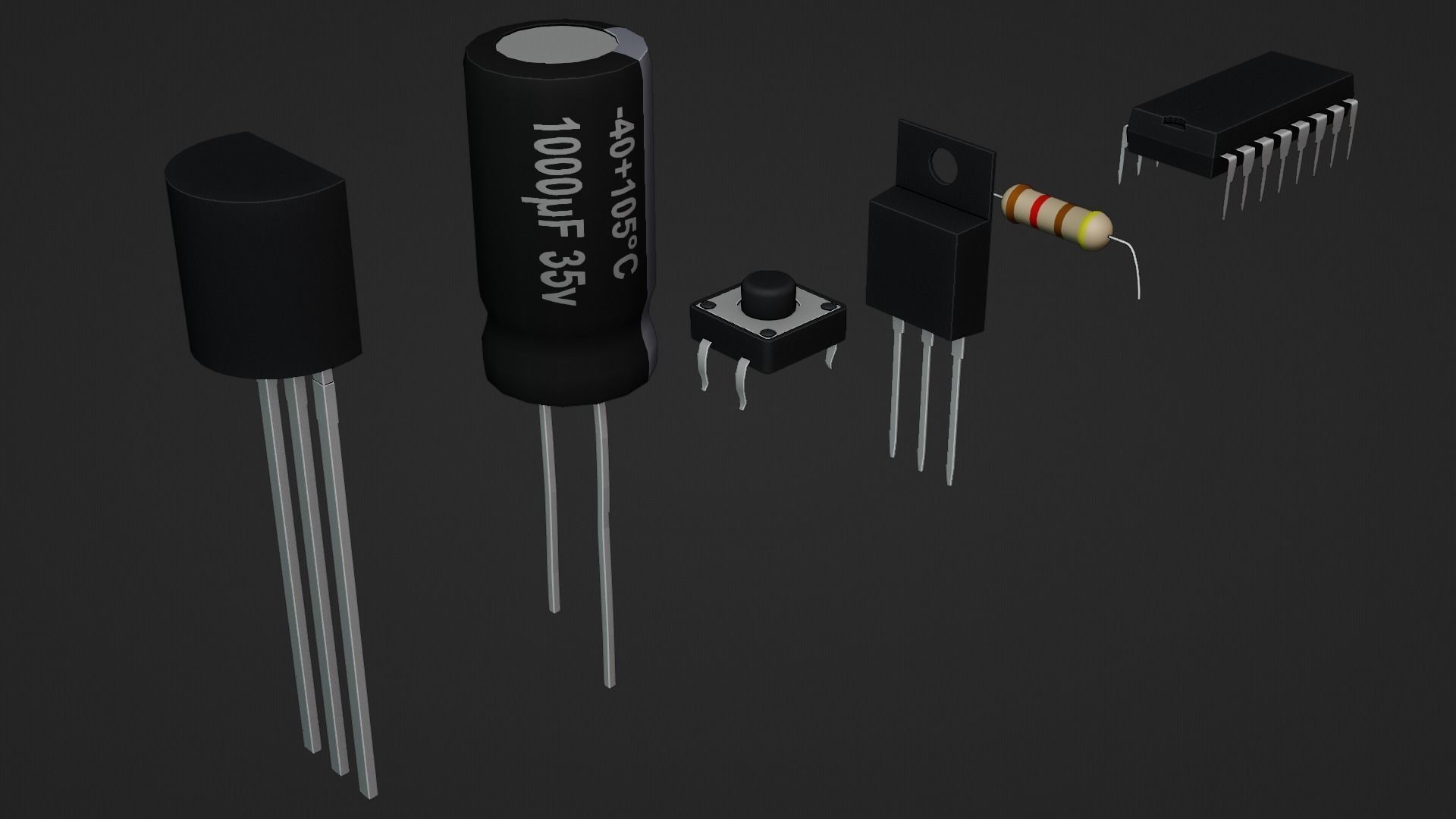 Circuit Elements Low-poly 3D model_11