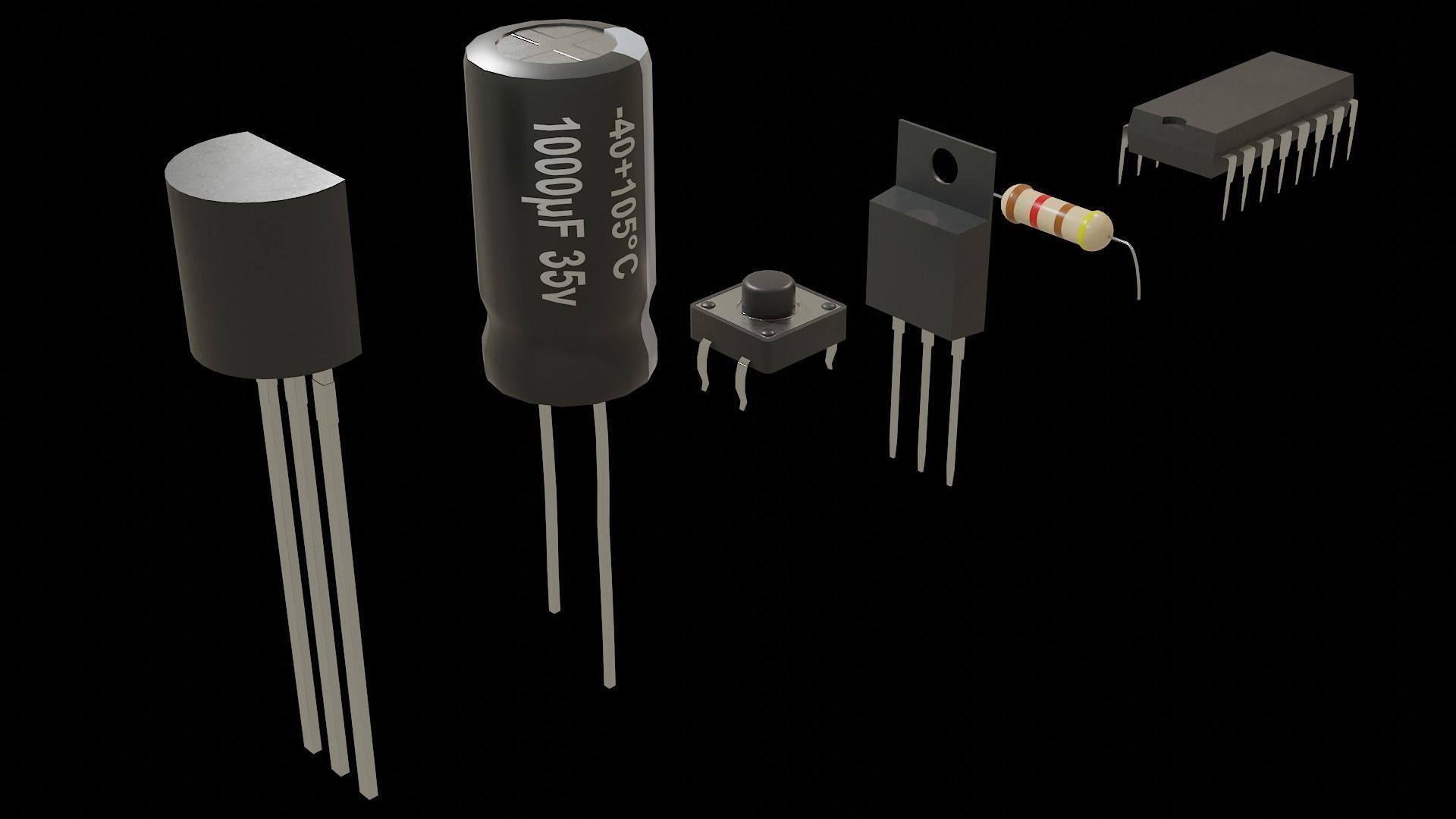 Circuit Elements Low-poly 3D model_3