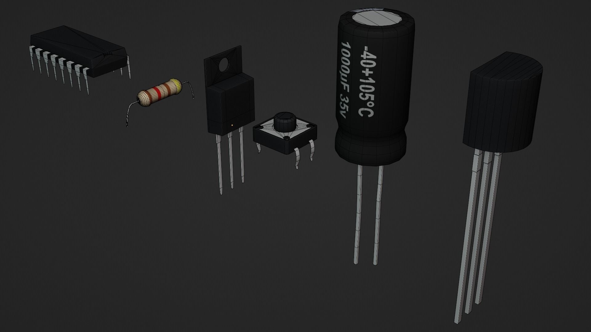 Circuit Elements Low-poly 3D model_16