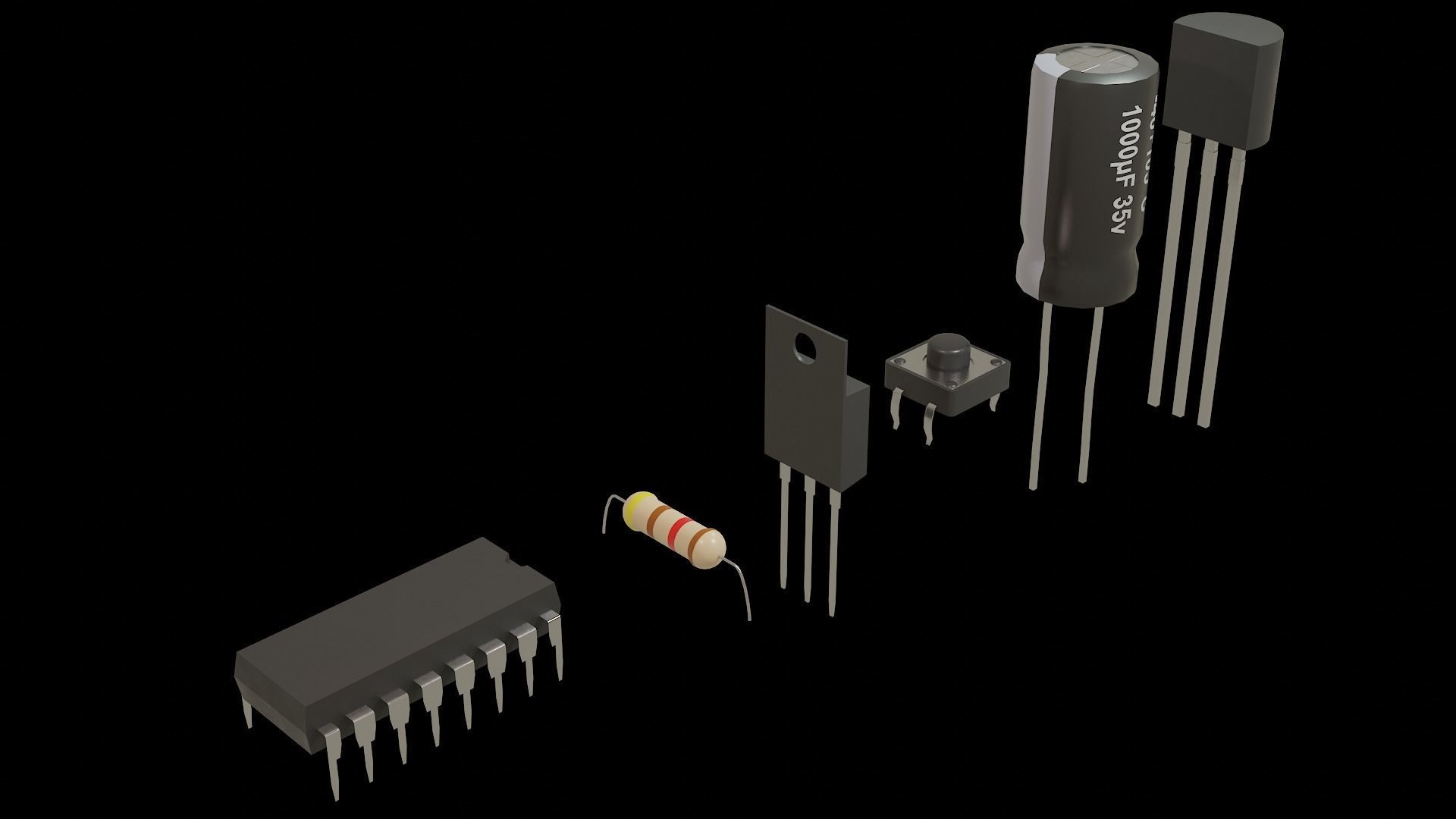 Circuit Elements Low-poly 3D model_1