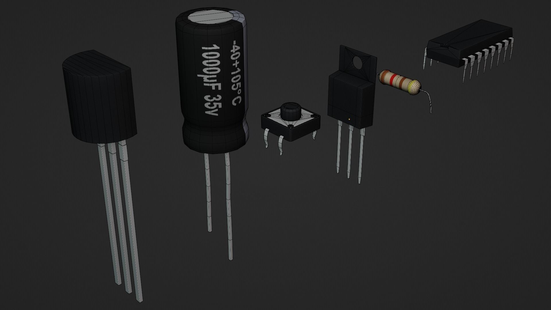 Circuit Elements Low-poly 3D model_12