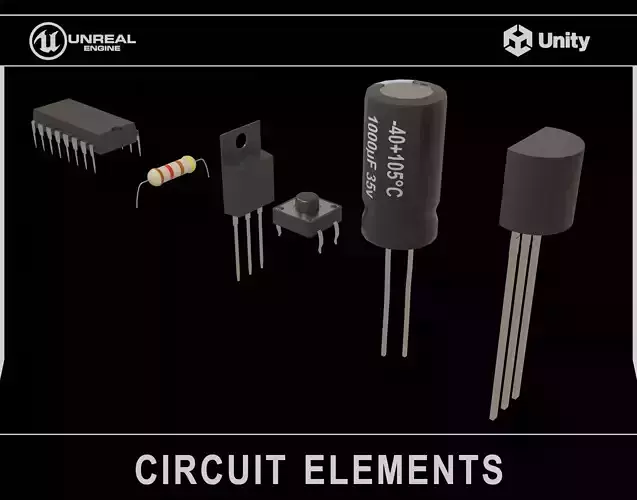 Circuit Elements Low-poly 3D model