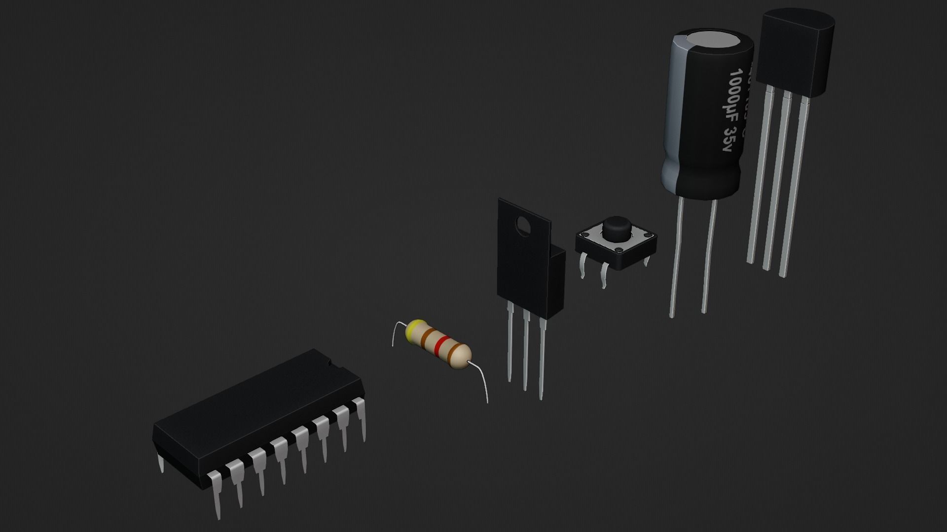 Circuit Elements Low-poly 3D model_7