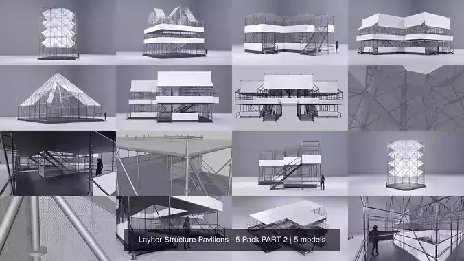 Layher Structure Pavilions - 5 Pack PART 2 3D Model Collection