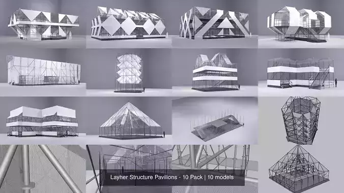Layher Structure Pavilions - 10 Pack 3D Model Collection