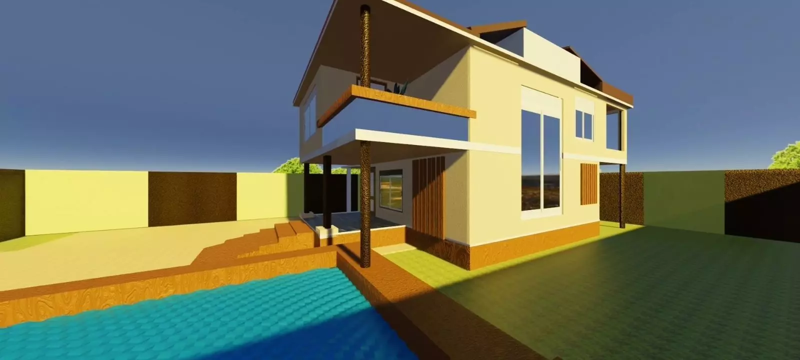 2 bedroom house  Low-poly 3D model_0