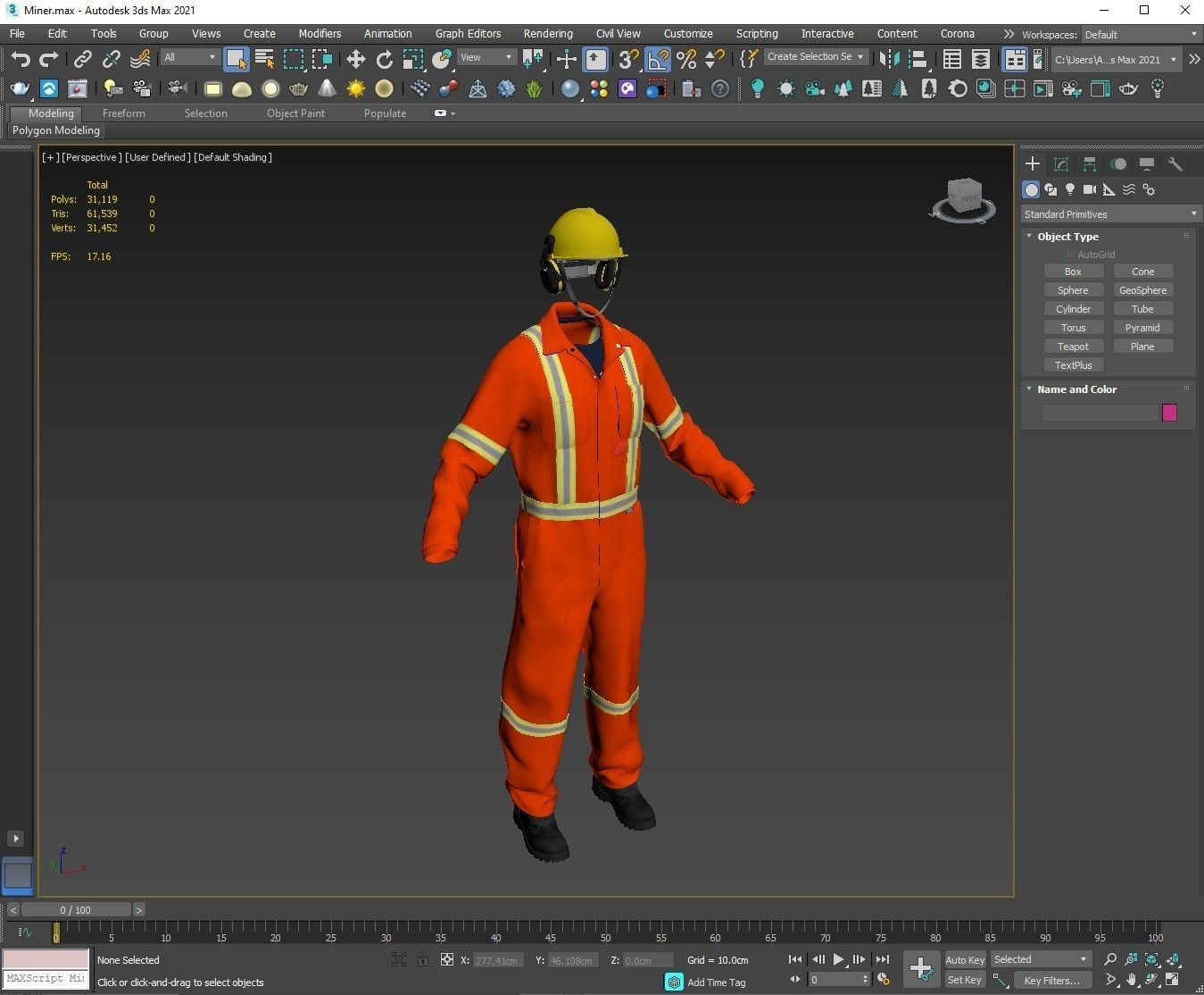 Miner Outfit Low-poly 3D model_4