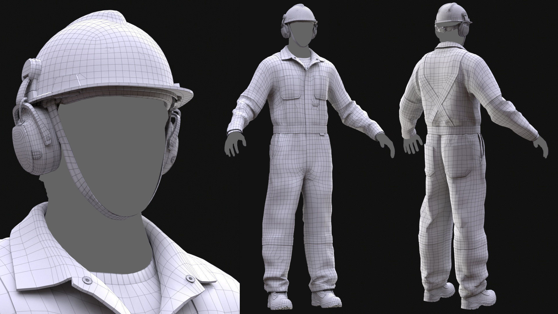 Miner Outfit Low-poly 3D model_5