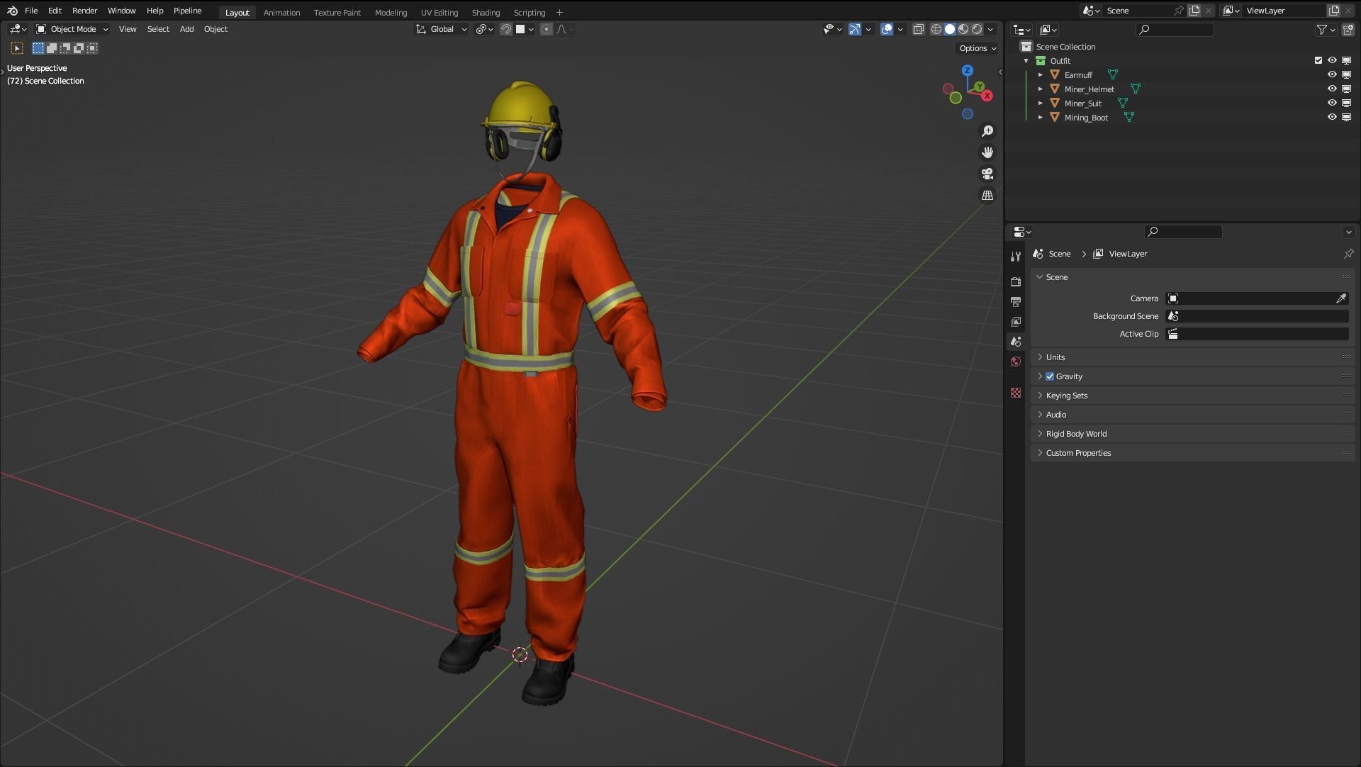 Miner Outfit Low-poly 3D model_3