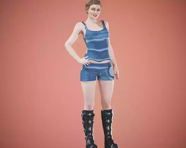 game rigged girl Low-poly 3D model