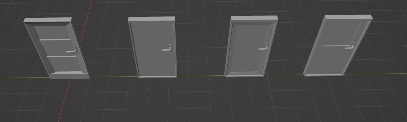 Set of 4 various doors 3D model_1